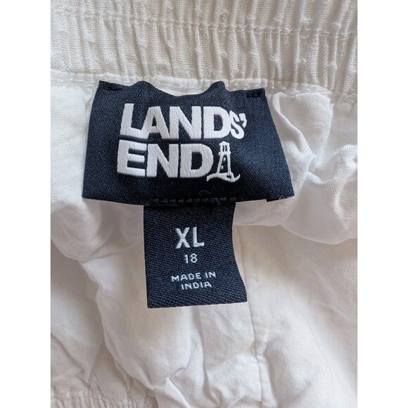 Women's 3 Tiered Cross Textured Cotton Maxi Skirt Lands End Size XL White - Picture 6 of 7